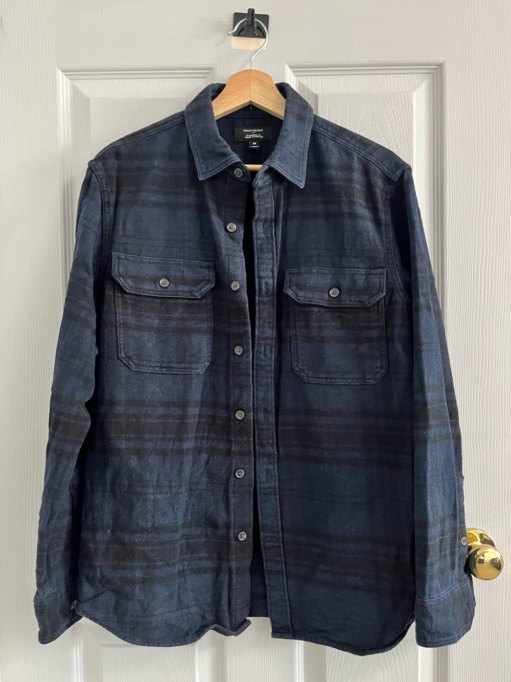 BANANA REPUBLIC // Dark Blue Plaid Over-shirt // Size M